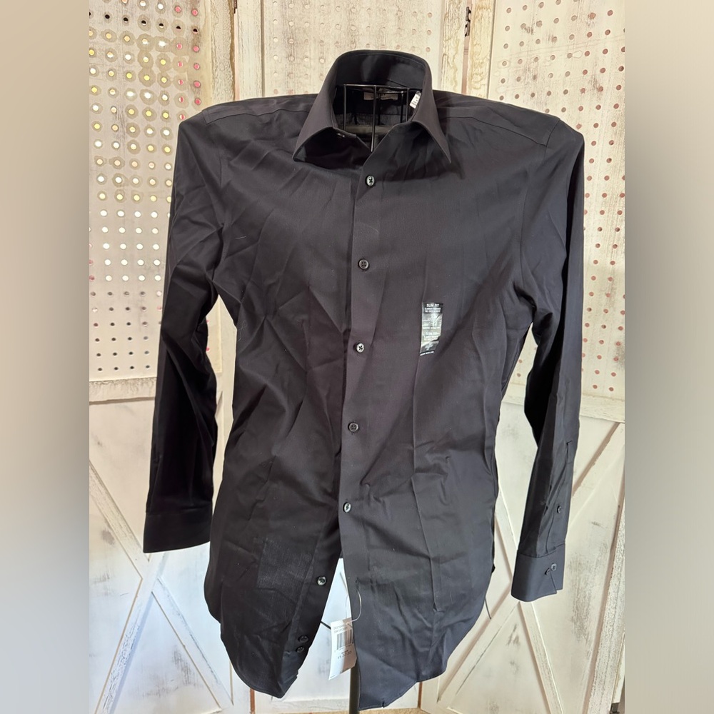 New with tags CALVIN KLEIN steel + 15 32/33 M black slim fit shirt